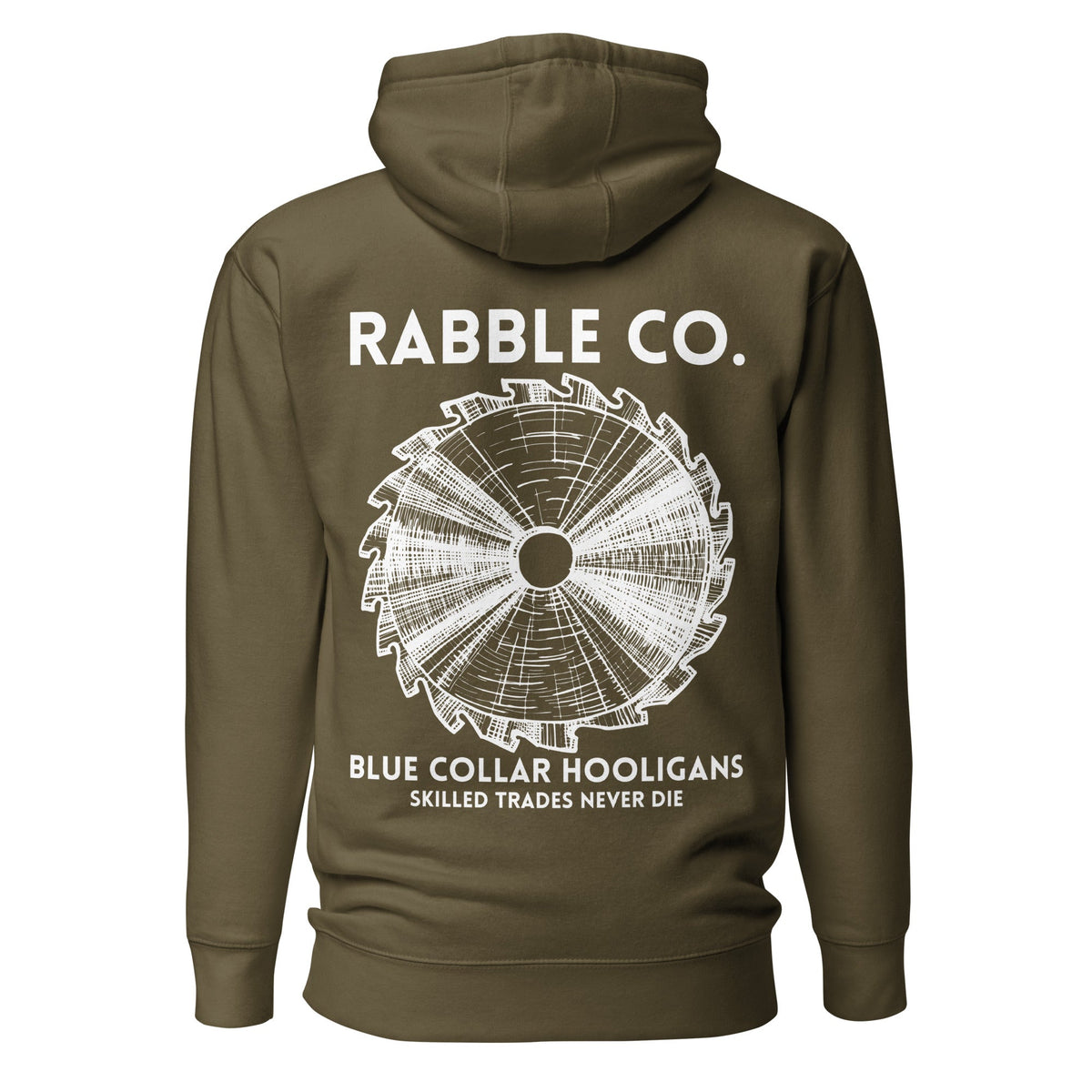 Skilled Trades Saw (White) - Hoodie - RABBLE COMPANY