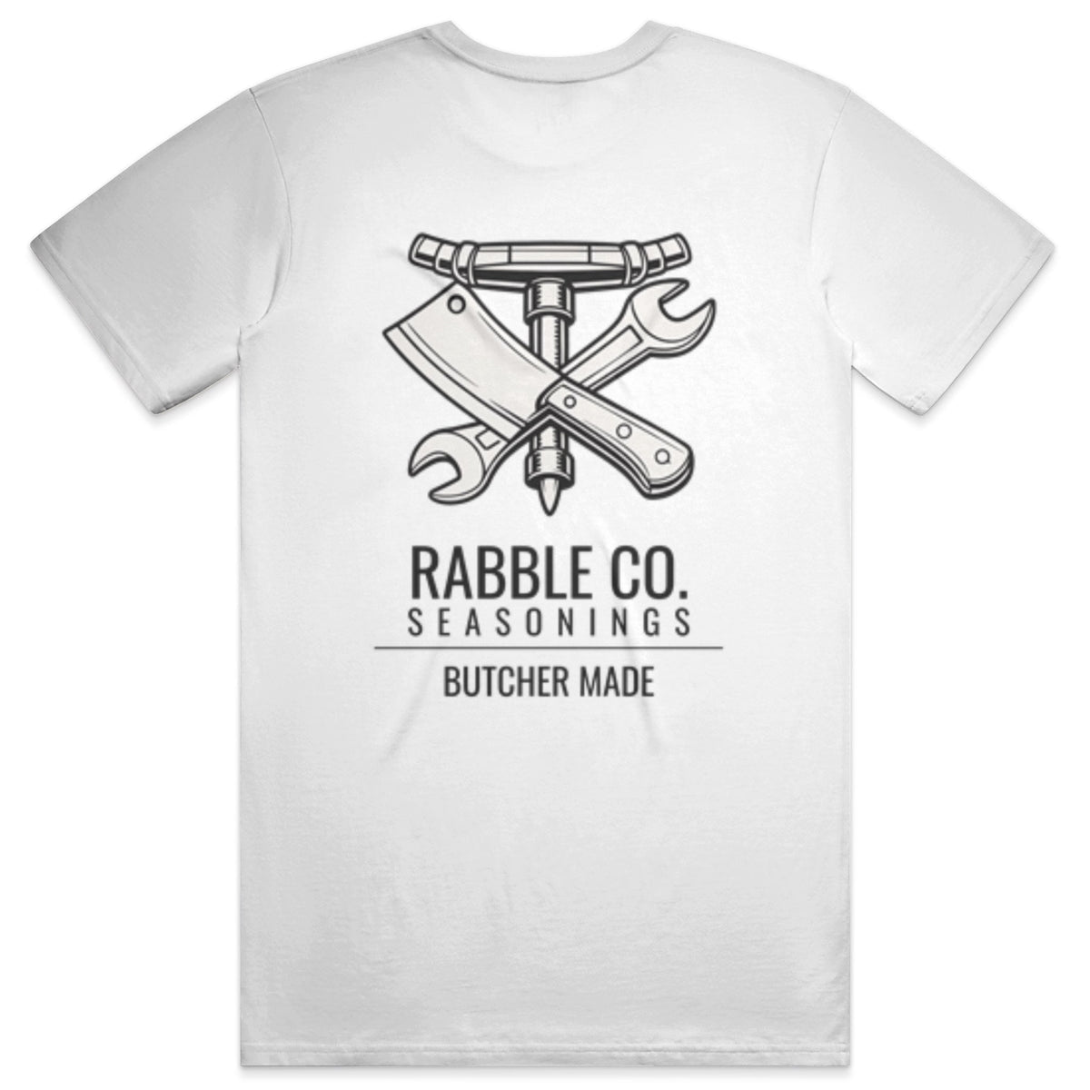 Rabble Co. Seasonings front and back print t-shirt, USA-made Bayside cotton tee