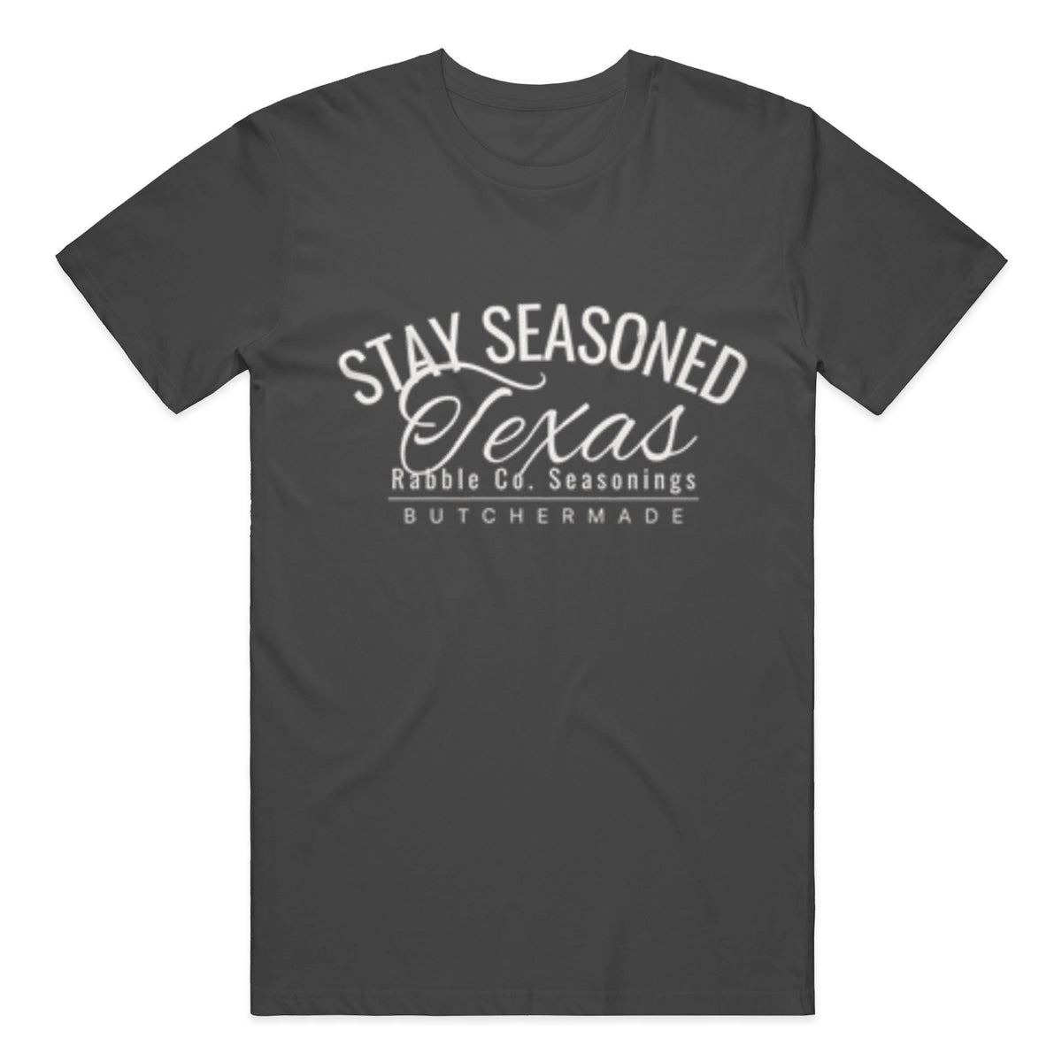 Stay Seasoned Texas BBQ t-shirt, USA-made Bayside cotton tee by Rabble Co.